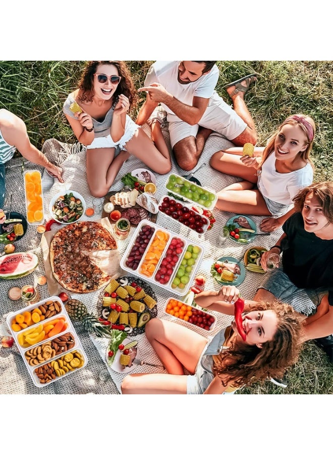 صندوق تخزين طعام مقسم ومحكم الإغلاق - 4 أقسام مع غطاء مانع للتسرب، منظم بلاستيكي خالٍ من مادة BPA للفواكه والخضراوات والوجبات الخفيفة وتحضير الوجبات والاستخدام في الثلاجة والمطبخ - Image 2